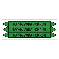 Značení potrubí, topná voda - okruh,3 ks, 355 × 37 mm